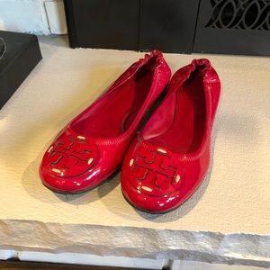 Tory Burch Red Patent Chelsea Flats